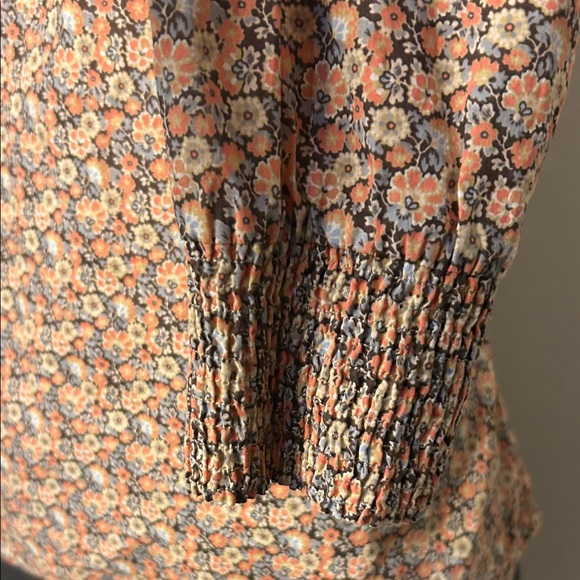 ba&sh Ines Peasant Blouse Pink Floral Print Long Sleeve 100%Cotton Size 2 - Picture 5 of 12